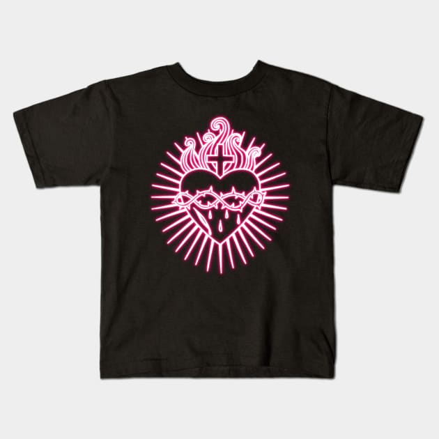 Sacred and Immaculate Heart, catholic gift Kids T-Shirt by la chataigne qui vole ⭐⭐⭐⭐⭐